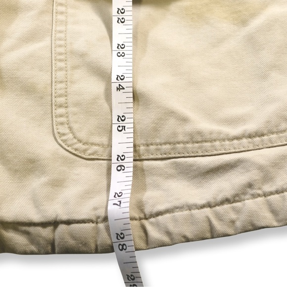Lands’ End Beige Chore Jacket Brown Collar | Barn Coat Utility Style | MP - Picture 6 of 8